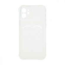 Чехол с кармашком для Apple iPhone 12/6.1 прозрачный (001)