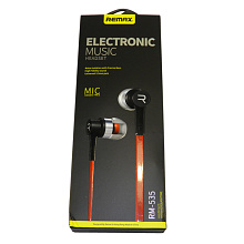 Наушники с микрофоном Remax Electronic music headset RM-535 (3.5 mm jack) чёрно-красные