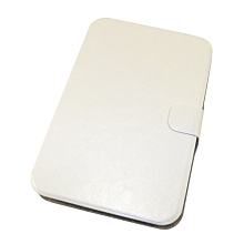 Чехол книжка универсальный для планшетов с силиконовой вставкой 7 под кожу белый
