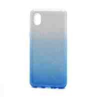 Чехол Fashion с блестками силикон-пластик для Samsung Galaxy A01 Core/M01 Core серебристо-голубой