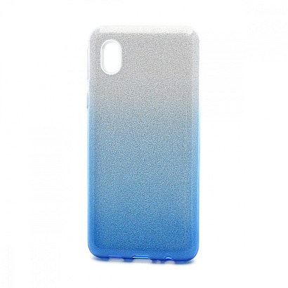 Чехол Fashion с блестками силикон-пластик для Samsung Galaxy A01 Core/M01 Core серебристо-голубой