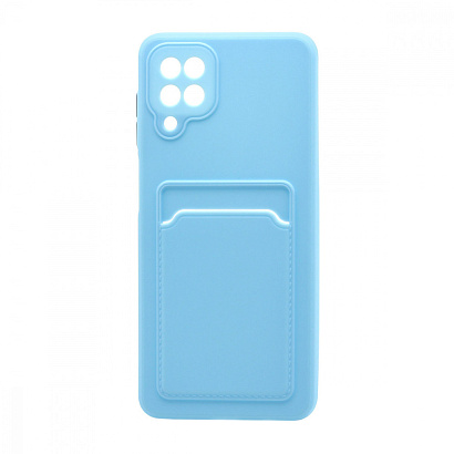 Чехол с кармашком и цветными кнопками для Samsung A12/M12 (007) голубой
