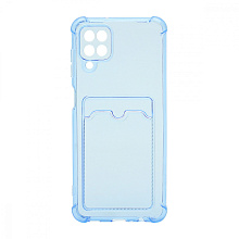 Чехол с кармашком противоударный для Samsung Galaxy A12/M12 прозрачный (007) синий