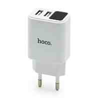 СЗУ с выходом USB Hoco C63A (2.1A/2USB/LED) белое
