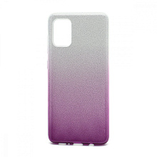 Чехол Fashion с блестками силикон-пластик для Samsung Galaxy A71 серебристо-фиолетовый
