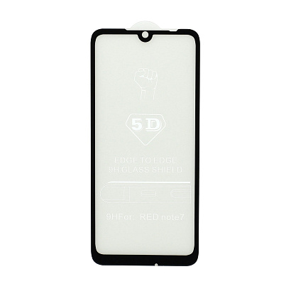 Защитное стекло 6D (T.M) для Xiaomi Redmi Note 7 черное тех. пак
