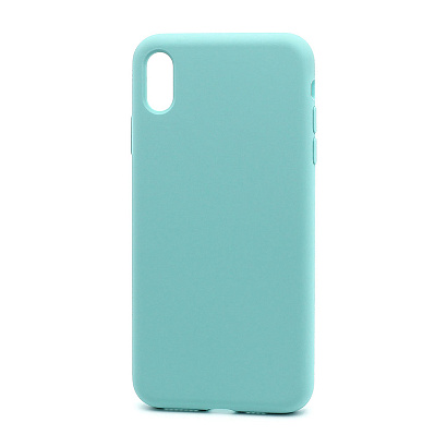 Чехол Silicone Case без лого для Apple iPhone XS Max (полная защита) (021) голубой