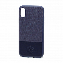 Чехол Santa Barbara (накладка/пластик-текстиль-кожа) для Apple iPhone X/XS синий