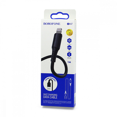 Кабель USB - Lightning Borofone BX47 "Coolway" (2.4А, 100см) черный
