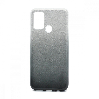 Чехол Fashion с блестками силикон-пластик для Huawei Honor 9A серебристо-черный