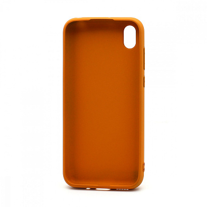 Чехол силиконовый с кожаной вставкой Leather Cover для Huawei Honor 8S/Y5 2019 оранжевый
