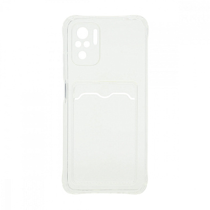 Чехол с кармашком для Xiaomi Redmi Note 10/Redmi Note 10S прозрачный (001)