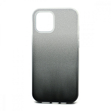 Чехол Fashion с блестками силикон-пластик для Apple iPhone 12 Pro Max/6.7 серебристо-черный