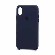 Чехол Silicone Case с лого для Apple iPhone X/XS (008) темно синий