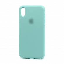 Чехол Silicone Case с лого для Apple iPhone XR (полная защита) (021) голубой
