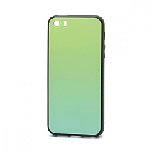 Чехол со стеклянной вставкой Gradient для Apple iPhone 5/5S/SE(003) зелено-голубой
