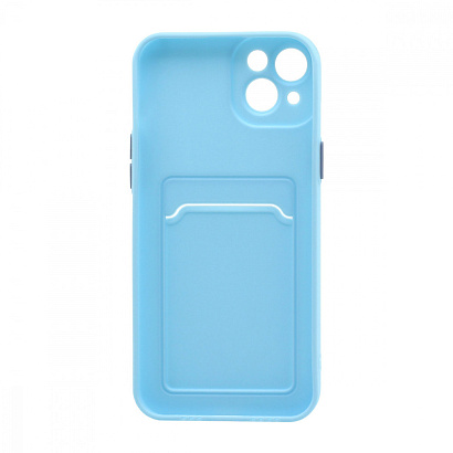 Чехол с кармашком и цветными кнопками для Apple iPhone 14 Plus/6.7 (007) голубой