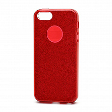 Чехол Fashion с блестками силикон-пластик для Apple iPhone 5/5S/SE   красный