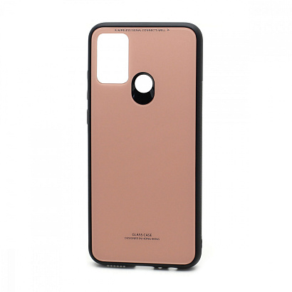 Чехол со стеклянной вставкой без лого для Huawei Honor 9A розовый