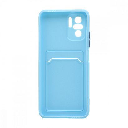 Чехол с кармашком и цветными кнопками для Xiaomi Redmi Note 10 4G (007) голубой