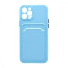 Чехол с кармашком и цветными кнопками для Apple iPhone 12 Pro/6.1 (007) голубой