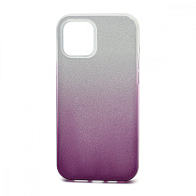 Чехол Fashion с блестками силикон-пластик для Apple iPhone 12 Pro Max/6.7 серебристо-фиолетовый