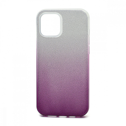 Чехол Fashion с блестками силикон-пластик для Apple iPhone 12 Pro Max/6.7 серебристо-фиолетовый
