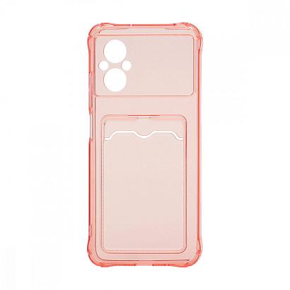 Чехол с кармашком для Xiaomi Poco M4 5G/M5 4G прозрачный (006) розовый
