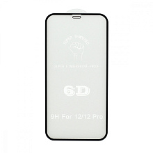 Защитное стекло 6D Premium для Apple iPhone 12/12 Pro/6.1 черное тех. пак