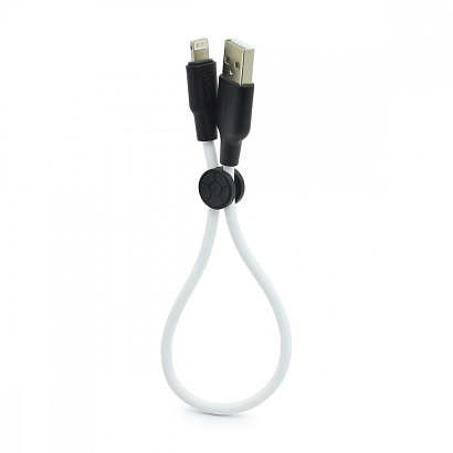 Кабель USB - Lightning HOCO X21 "Plus Silicone" (2.4A, 25см) черно-белый