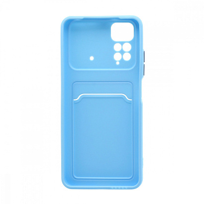 Чехол с кармашком и цветными кнопками для Xiaomi Redmi Note 11 (007) голубой
