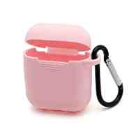 Чехол-кейс для наушников Pod Pocket силиконовый с карабином розовый