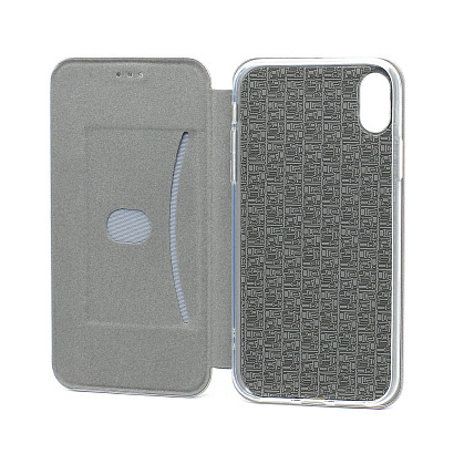 Чехол-книжка BF модельный (силикон/кожа) для Apple iPhone XR серебристый