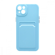 Чехол с кармашком и цветными кнопками для Apple iPhone 14 Plus/6.7 (007) голубой