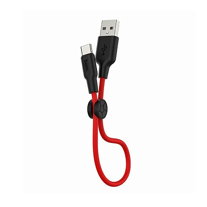 Кабель USB - Type-C HOCO X21 "Plus Silicone" (3А, 25см) черно-красный