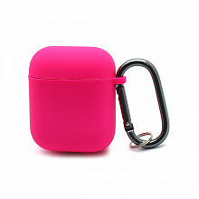 Чехол для наушников AirPods 2 Silicone Case Premium ярко-розовый
