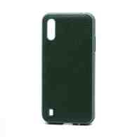 Чехол силиконовый с кожаной вставкой Leather Cover для Samsung Galaxy A01 зеленый