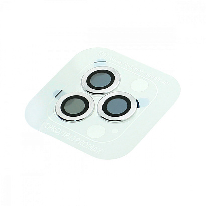 Защитное стекло на камеру для Apple iPhone 11 Pro/11 Pro Max/12 Pro (008) серебристое
