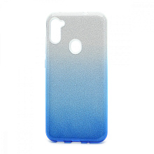 Чехол Fashion с блестками силикон-пластик для Samsung Galaxy A11/M11 серебристо-голубой