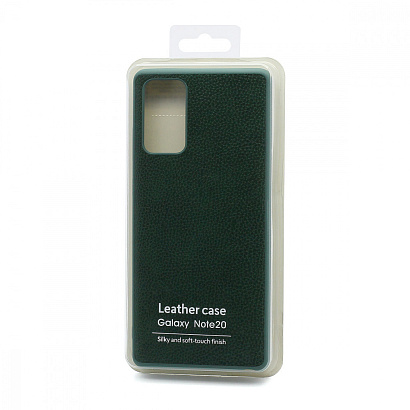 Чехол силиконовый с кожаной вставкой Leather Cover для Samsung Galaxy Note 20 зеленый