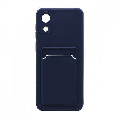 Чехол с кармашком и цветными кнопками для Samsung A03 Core (001) темно синий