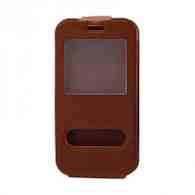 Чехол универсальный с окошком и силиконовой вставкой для телефонов верхний флип 4,5 коричневый