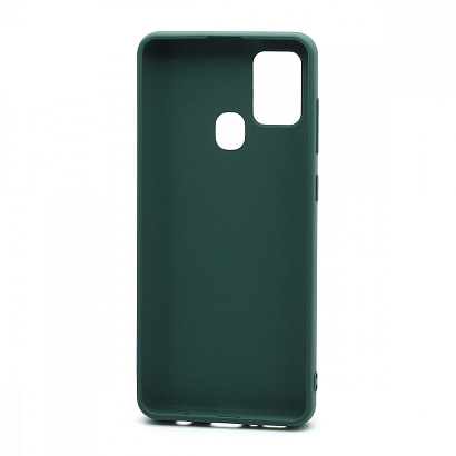 Чехол силиконовый с кожаной вставкой Leather Cover для Samsung Galaxy A21S зеленый