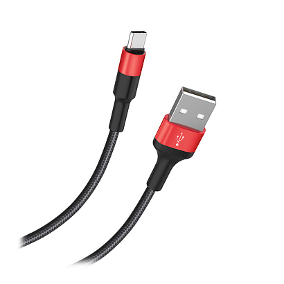 Кабель USB - Type-C HOCO X26 "Xpress" (2А, 100см) черно-красный
