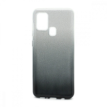 Чехол Fashion с блестками силикон-пластик для Samsung Galaxy A21S серебристо-черный