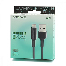 Кабель USB - Lightning Borofone BX1 "EzSync" (2А, 100см) черный