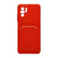 Чехол с кармашком и цветными кнопками для Xiaomi Redmi Note 10 4G (010) красный