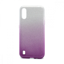 Чехол Fashion с блестками силикон-пластик для Samsung Galaxy A01 серебристо-фиолетовый