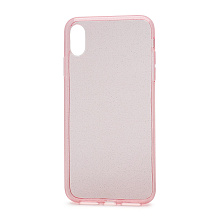 Чехол силиконовый с блестками прозрачный для Apple iPhone XS Max розовый