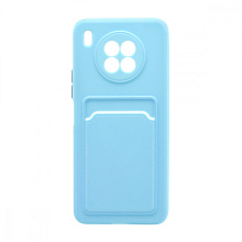 Чехол с кармашком и цветными кнопками для Huawei Honor 50 Lite/Nova 8i (007) голубой